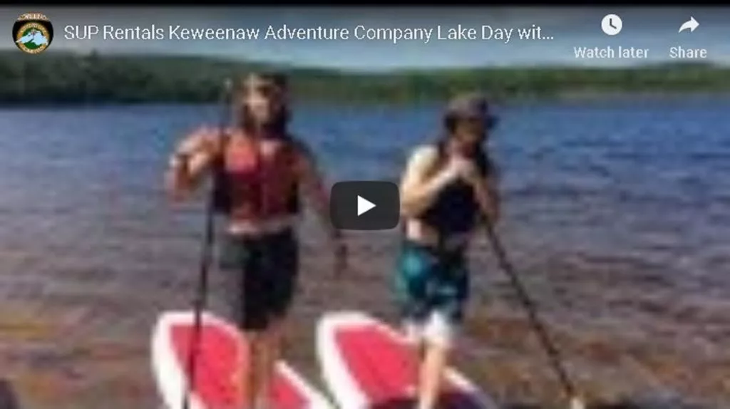 SUP Rentals Keweenaw Adventure Company Lake Day with staff Stand Up Paddle Board Copper Harbor